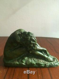 Superbe sculpture bronze femme art déco signée