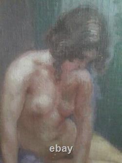 Sylvestre CLERC (1892-1965) Huile marouflé sur panneau Femme nue Art Déco
