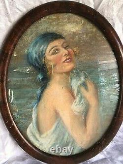 Tableau pastel femme 1900 art deco