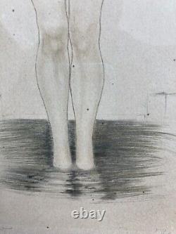 Très Belle gravure FEMME NUE Erotique Nu pointe seche hans leu art deco 1920 nue