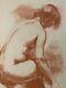 Tres Belle Peinture Dessin Sanguine Femme Erotique Art Deco 1930 A Identifier