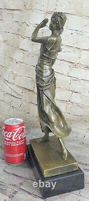 Vintage Art Déco 100% Solide Bronze Art Travail Femme Danseuse Sculpture De