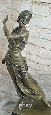 Vintage Art Déco 100% Solide Bronze Art Travail Femme Danseuse Sculpture De
