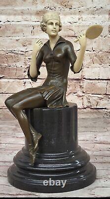 Vintage Sculpture Statue Femme Modèle Art Déco Femelle Figurine Bronze Affaire