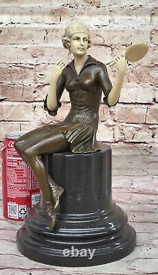 Vintage Sculpture Statue Femme Modèle Art Déco Femelle Figurine Bronze Affaire