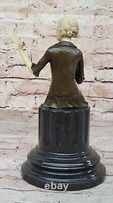 Vintage Sculpture Statue Femme Modèle Art Déco Femelle Figurine Bronze Affaire