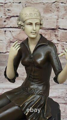 Vintage Sculpture Statue Femme Modèle Art Déco Femelle Figurine Bronze Affaire