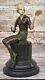 Vintage Sculpture Statue Femme Modèle Art Déco Femelle Figurine Bronze Solde