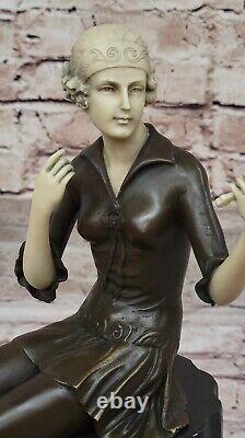 Vintage Sculpture Statue Femme Modèle Art Déco Femelle Figurine Bronze Solde