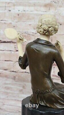 Vintage Sculpture Statue Femme Modèle Art Déco Femelle Figurine Bronze Solde
