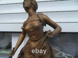 Vintage Statue de pendule deco LA CIGALE Femme signé GUILLEMIN art nouveau