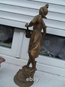 Vintage Statue de pendule deco LA CIGALE Femme signé GUILLEMIN art nouveau