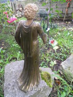 Vintage statue femme elegante bronze chryselephantine art nouveau