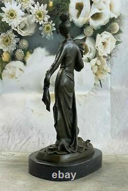 Voluptueuse Art Déco Bronze Massif Chair Figuratif Femme Maiden Figurine Signe
