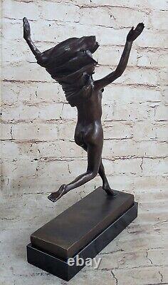Western Art Déco Sculpture Nu Femme Fille Signée Bronze Statue Figurine