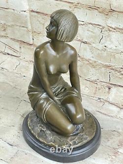Western Art Déco Sculpture Nu Femme Fille Signée Bronze Statue Figurine Décor