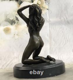 Western Art Déco Sculpture Sexy Nue Femme Érotique Nu Fille Bronze Statue Art