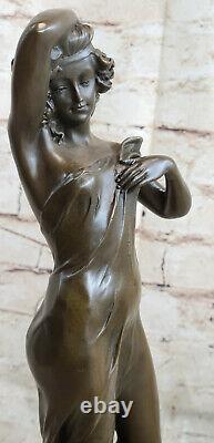 Western Bronze Marbre Art Déco Sculpture Statue Sexy Chair Femme Fille Erotique