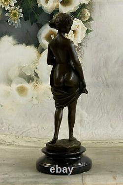 Western Bronze Marbre Chair Femme Dame Debout Art Déco Sculpture Statue Solde