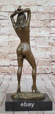 Western Classique Nue Fille Art Déco Sculpture Bronze Marbre Chair Femme Statue