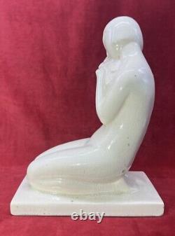 Women Femme Nu Nue Nude Erotic Charles Harva Sculpture Statue Craquele Art Deco